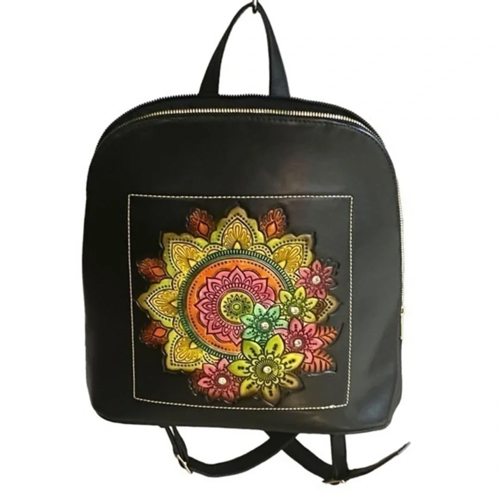 Oaxacan Native Artesanal Handmade Leather Backpack Bag